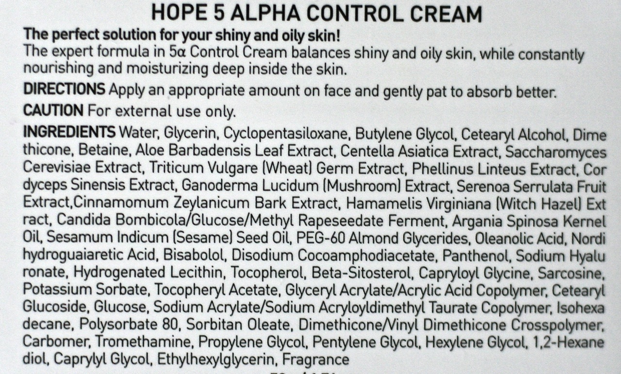Leegeehaam 5 Alpha Control Cream ingredients
